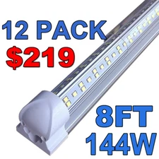 12pack 8ft Led Shop Light Fixture,144w 18000 Lumens 6500k Daylight White,led Tub