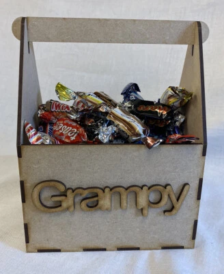 KOLAT CREATIONS Grampy Treat Gift Box. Laser Cut MDF. Craft Tool box. Grandad. Deco patch