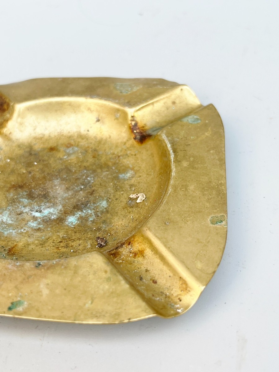 VINTAGE BRASS ASHTRAY ASH TRAY SQUARE RETRO | eBay
