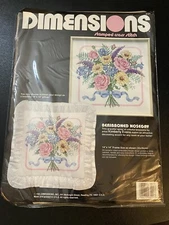 1991 Dimensions Stamped Cross Stitch Beribboned Nosegay Colourful Blossoms #3121