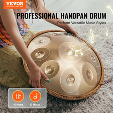 22" Handpan Drum 10 Notes D Minor 432Hz w/ Stand Bag Mallets