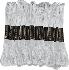 12 Skeins Embroidery Floss, Grey Color, Cross Stitch Embroidery Thread, Bracelet