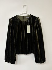 Womens Mint Velvet Khaki Velvet Bubble Top Hi...