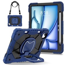For Apple iPad Air 11-inch M4 2026 Heavy Duty Case Rotable Stand Cover w Strap
