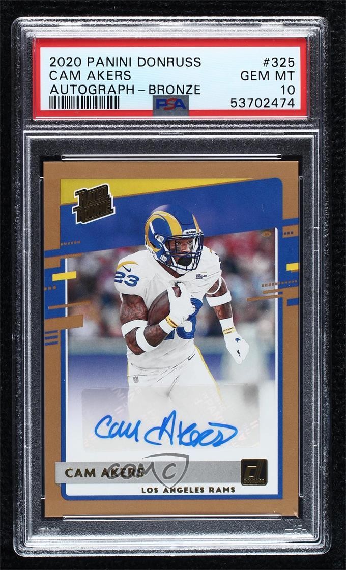 2020 Panini Donruss Rated Rookie Bronze Cam Akers #325 PSA 10 GEM MT Auto g6p