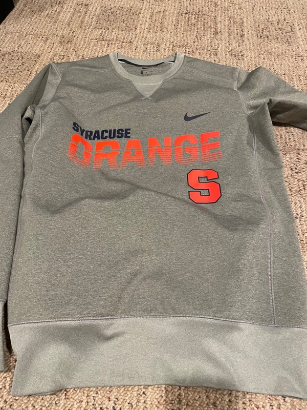 Men's Nike Poly/Spandex Syracuse Orange Gray L/S Crew Nk Sweatshirt Size M