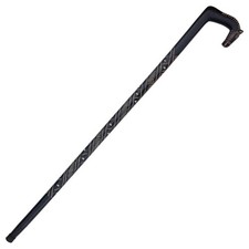 Elegant Hand Carved Wooden Walking Cane  Unique Collectible  Support Sticks