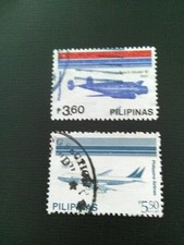 PHILIPPINEN USED STAMPS 1987 PHILLIPPINES AIRLINERS p3.60 & p5.50.