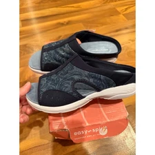 Easy Spirit Traciee7 Slide Sandals Wide Width Comfort Dark Blue 7 WW summer NWT