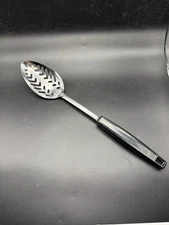 Vintage Ekco Slotted Spoon Chromium Black Handle 12” USA