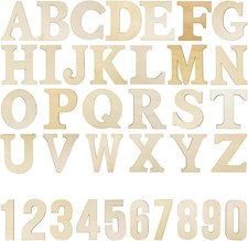 72 Pieces Large Wood Alphabet Letters 4 inch Unfinished 4 inch, primary color