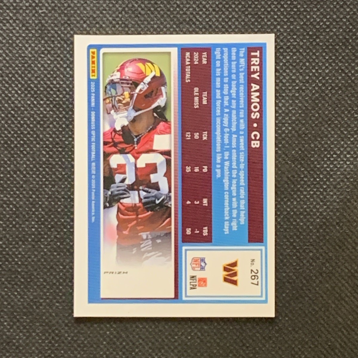 2025 Donruss Optic Rated Rookie Purple Shock Trey Amos RC