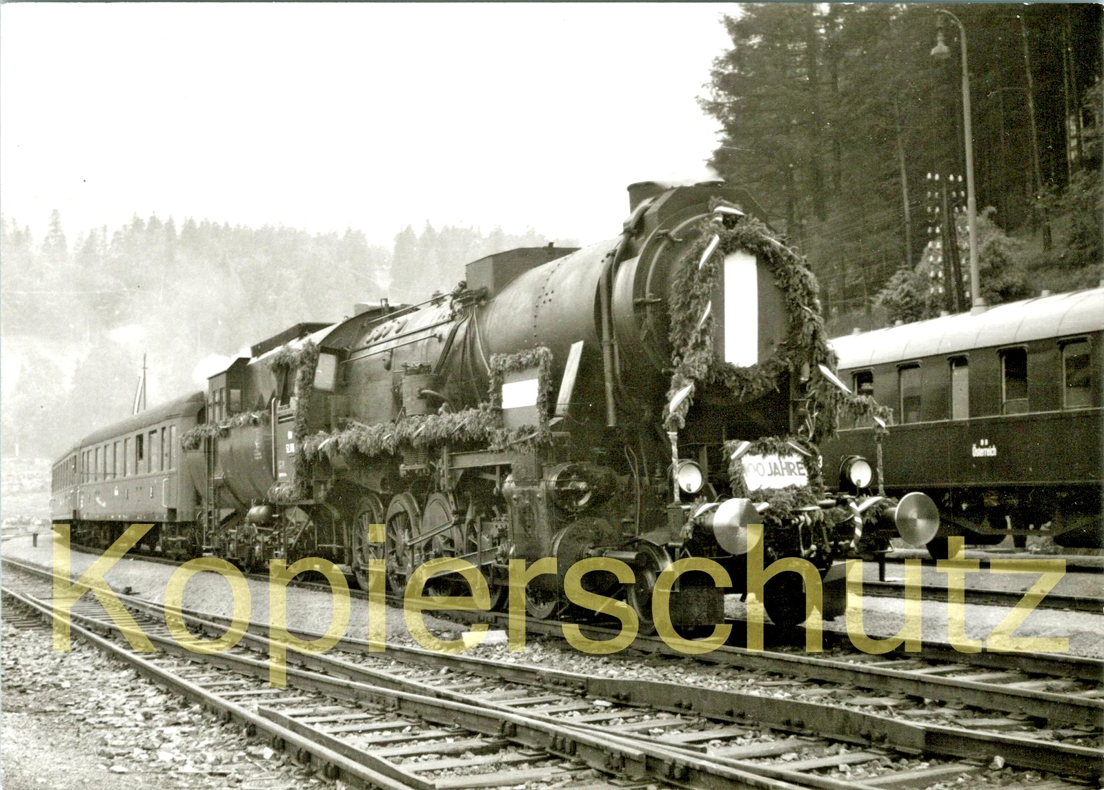 Foto - ÖBB 52 1718, Jubiläumszug "100 Jahre Semmeringbahn", Semmering 20.6.1954 - Bild 1 von 1