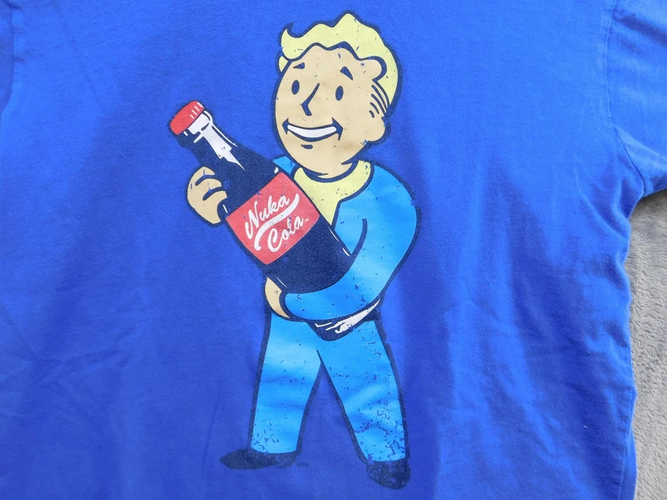Fallout Nuka Cola Vault Boy Shirt Mens Medium Blue Graphic Video Game Bethesda - Image 3 of 4