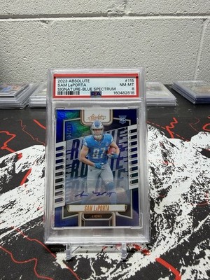 2023 Panini Absolute - Rookies Sam LaPorta #115 Blue (RC) /50 Auto PSA 8
