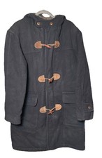 Vintage LL Bean Wool Duffle Coat Hooded Flannel Lined 90s USA Made Mens Medium