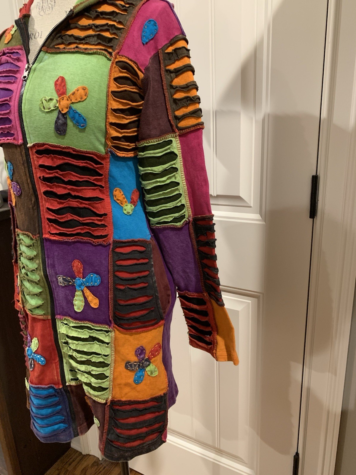 SHOP THERAPY Patchwork Long Jacket Full Zip Boho … - image 6