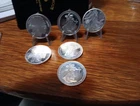 6---1/2 Oz Silver Rounds. 999 Silver 2-buffalos 1- Walking Liberty, 3-St. Gauden
