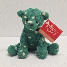 Russ Berrie Luv Pets Green Spotted Bear Mini Chamois Plush With Tag