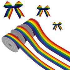 3 Rolls LGBT Pride Grosgrain Ribbon Love is Love LGBTQ Rainbow Stripes Craft ...