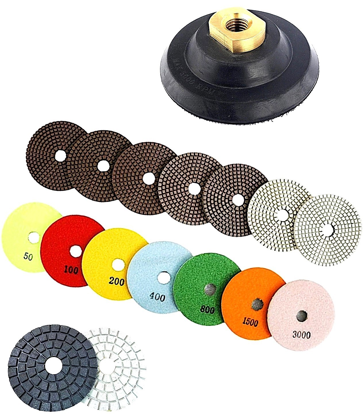 6 inch Diamond Polishing Pads Wet/Dry Granite Marble Stone Q