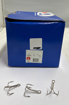 1000 VMC 9625NI-1/0, 2X Strength Nickel O'Shaughnessy Treble Fish Hooks Size 1/0