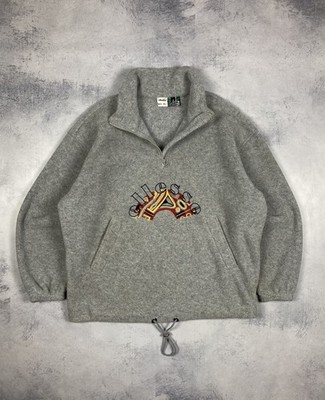 Vintage 90s Ellesse Polartec Ski Outdoor Fleece Jacket Big Logo Gray Men Size XL