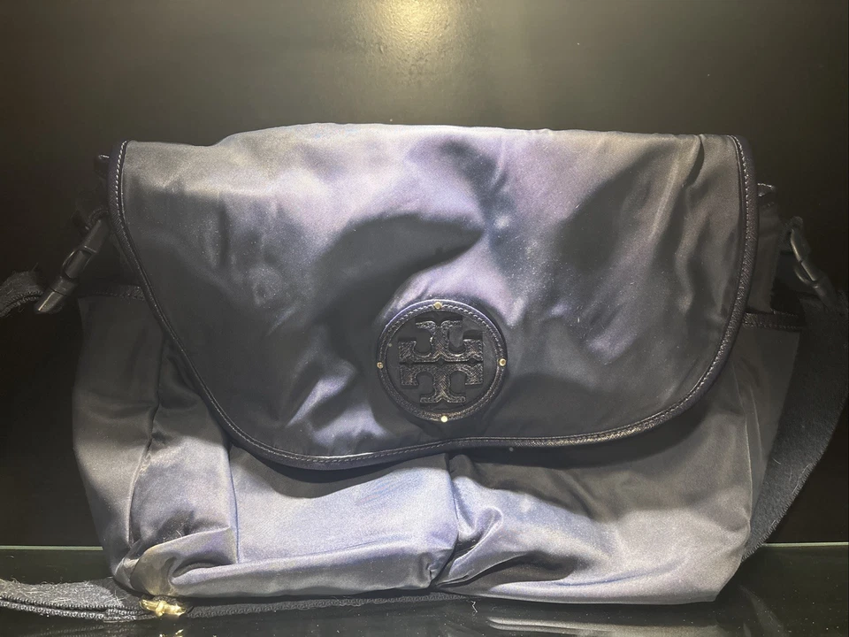 Bolso Bandolera Ajustable Tory Burch Billy Nylon Mensajero Pañales Bebé Azul Foto 2 de 2