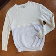 Shaun Samson Angora Rabbit Knit Sweater White Gray Used
