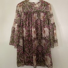 William Morris & CO x H&M Floral Flare Sleeve Mini Dress Sz 6 Boho Festival