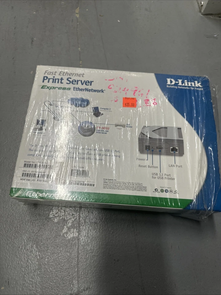 D-Link DP-301P+ Silver 10/100TX 1-Centronic Port Fast Ethernet Print Server - Image 2 of 2