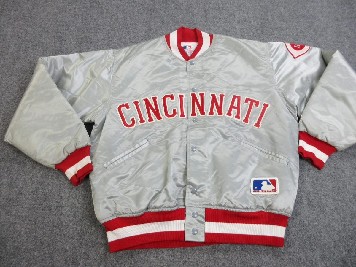 Vintage Cincinnati Reds Jacket Mens X-Large Silver MLB Baseball