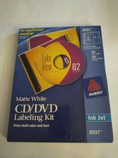 New Avery 8931 CD/DVD Labeling Kit - Matte White / 30 Disc & 30 F&B Inserts