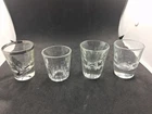 Vintage Shot Glass Lot of 4 Federal Glass Canada Goose Silver Rim Fluted Heavy