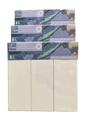 Lot of 3 Artist's Loft Level 1 Back-Stapled Deep Edge Canvas - 4x12''