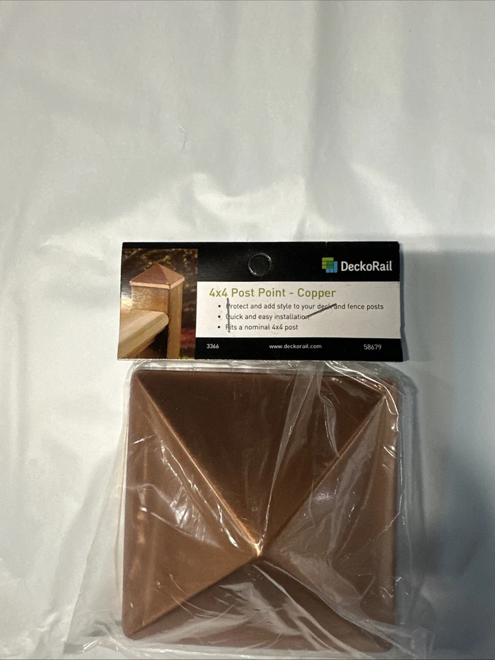 Tapas de poste de valla de cobre 4x4 - Diseño de punto piramidal para durabilidad y estilo NUEVO Foto 4 de 4