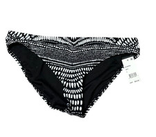 KENNETH COLE NEW Printed Hipster Bikini Bottoms Black White Swimwear Size Large