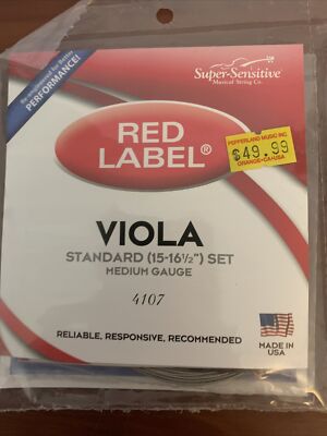 Super Sensitive Red Label (4107) Viola Strings - Standard 15-16.5 Set