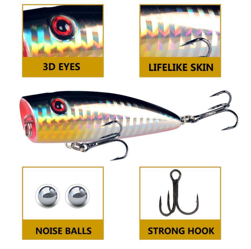 5PCS Fishing Lures Popper Topwater Bass Pike Carp Baits Swimbait Fishing Pesca - Image 2