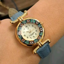 Antica Murrina Veneziana Murano Glass inlaid Lady Watch Running, NEW BATTERY