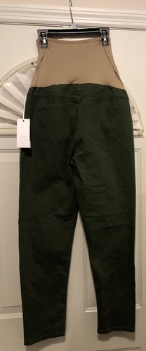 NWT- LIZ LANGE MATERNITY BELLY MOTO JEGGING OVER THE BELLY OLIVE SIZE 10 - Picture 5 of 6