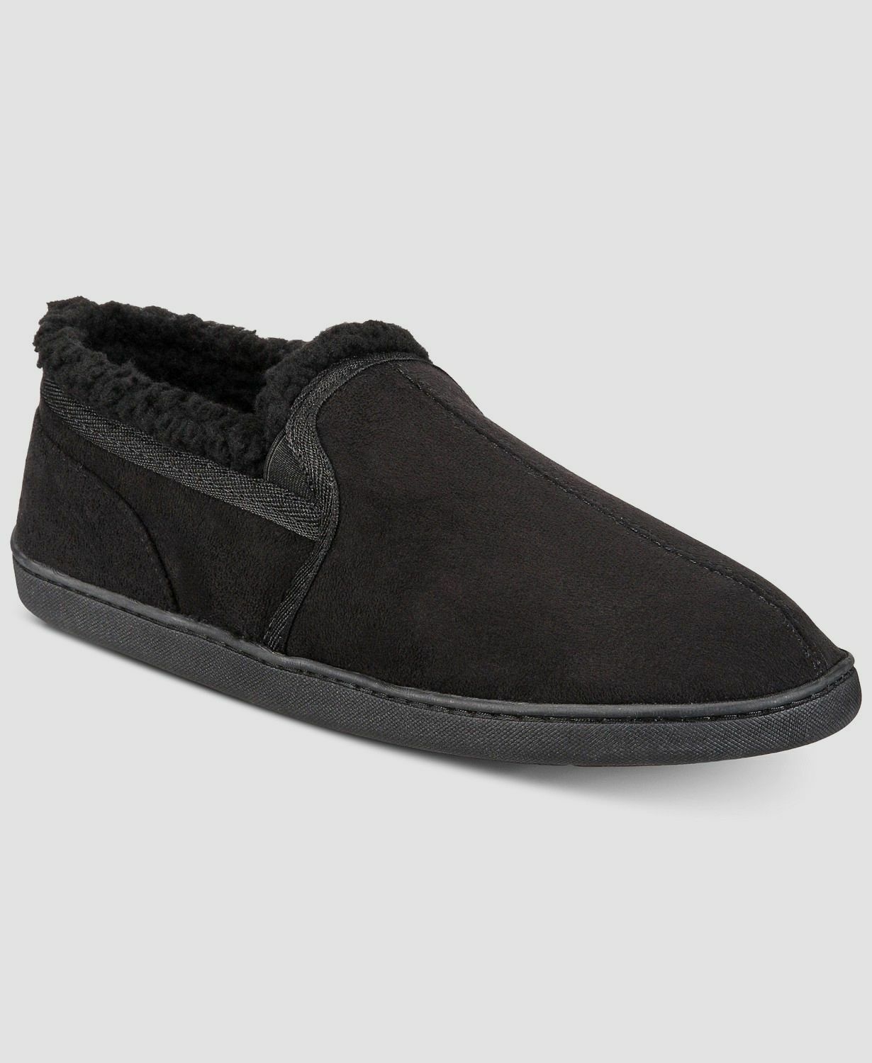 PANTOFOLA D’ORO $99 Gold Men's Black Faux Suede Slip ON Gore Fleece Ho Scuff Slippers 7 8