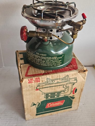 Vintage Coleman Sportster Camp Stove Model 502-700 Green Gas w/ Original Box - Picture 5 of 11