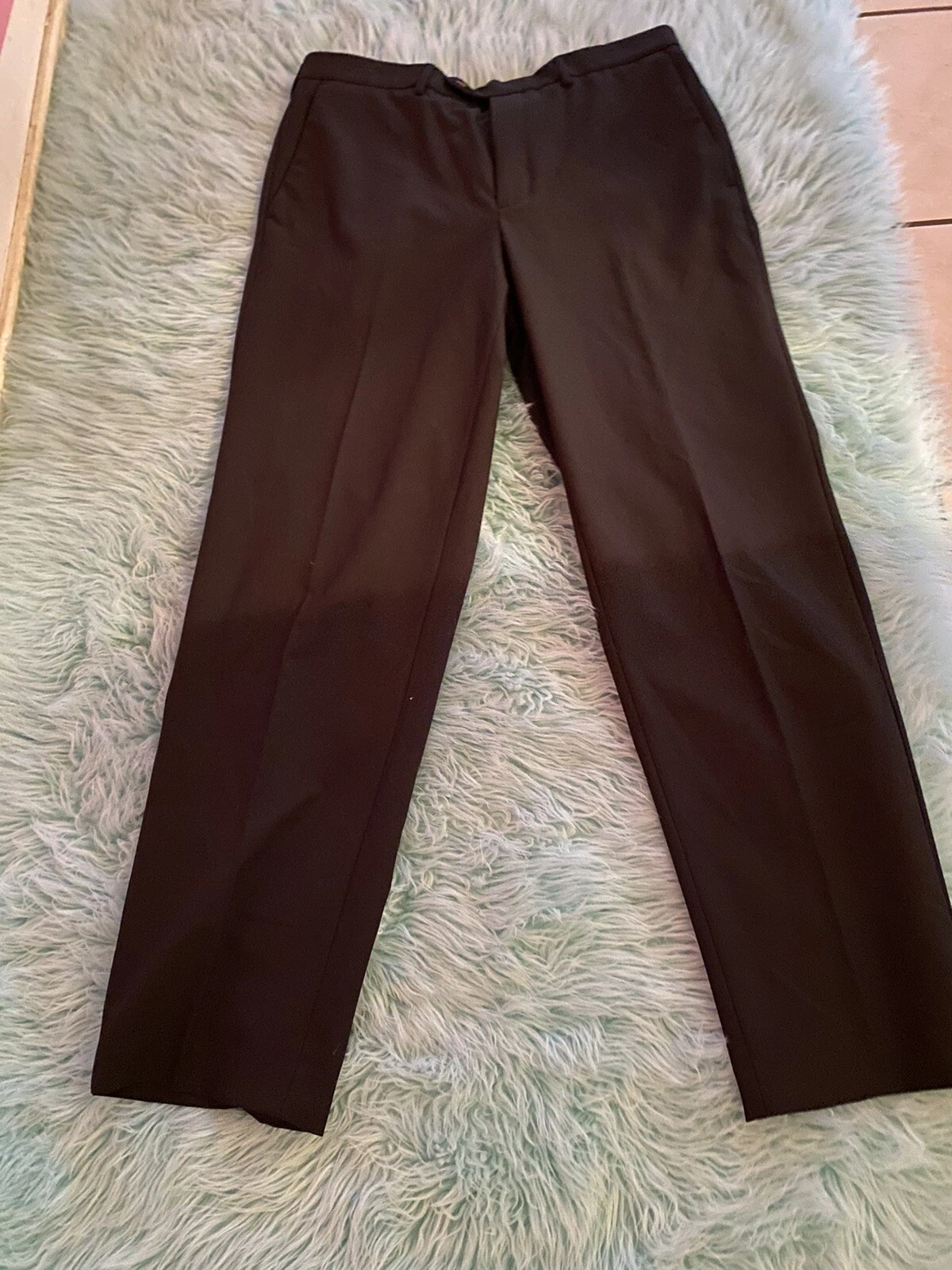 croft &barrow true comfort Waist classic fit black flat front dress pant 34 X32