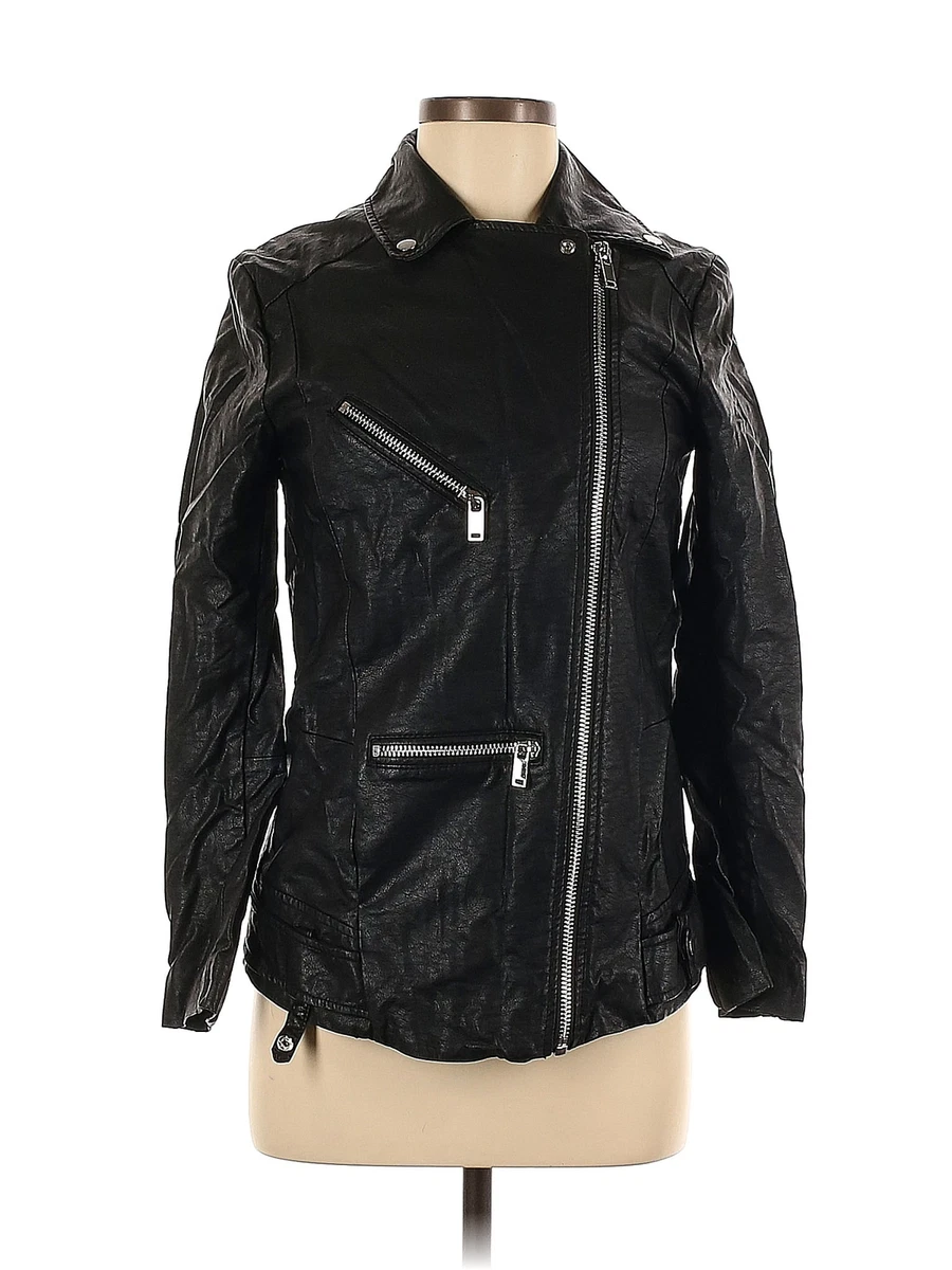 Divided by H M Women Black Faux Leather Jacket 6