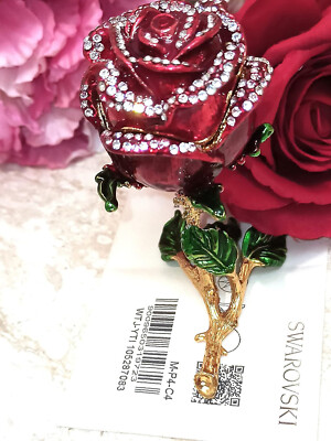 Austrian Crystal Diamond Roses Pure Gold deco +  Fabergé egg Locket Valentine's