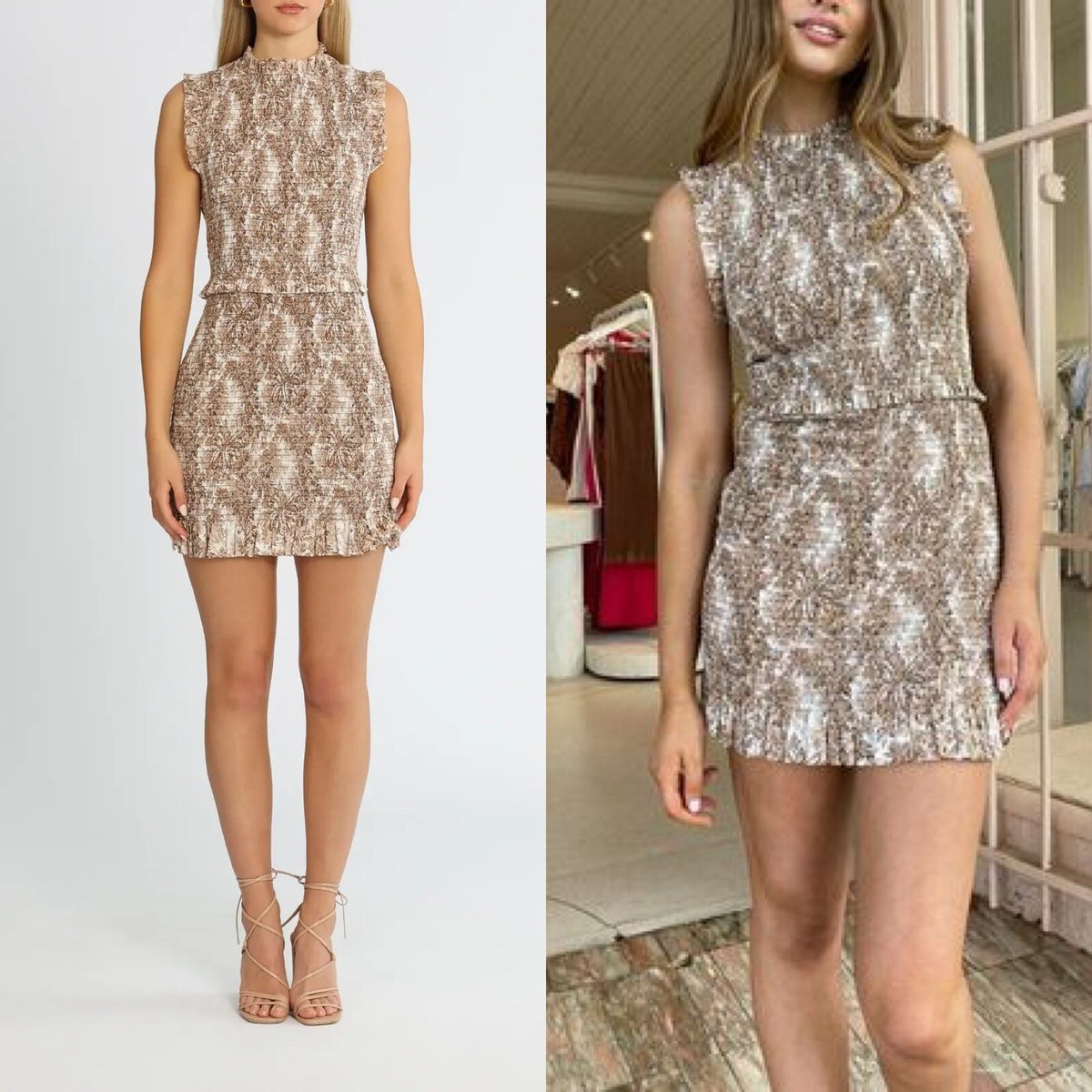 Bec Bridge Gloria Smocked Minidress Print Size US