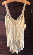 Vintage 80's BLUSH Teddy NWT White Lace Adjustable Size S Nylon