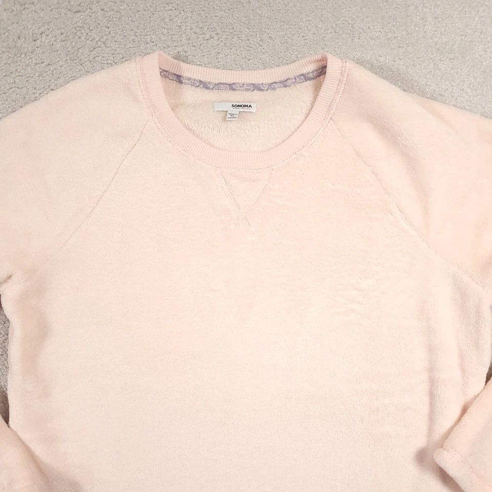 Sonoma Life Style Intimates Womens XL Pink Long Sleeve Sleep Shirt Faux Fur Soft - Image 3 of 4