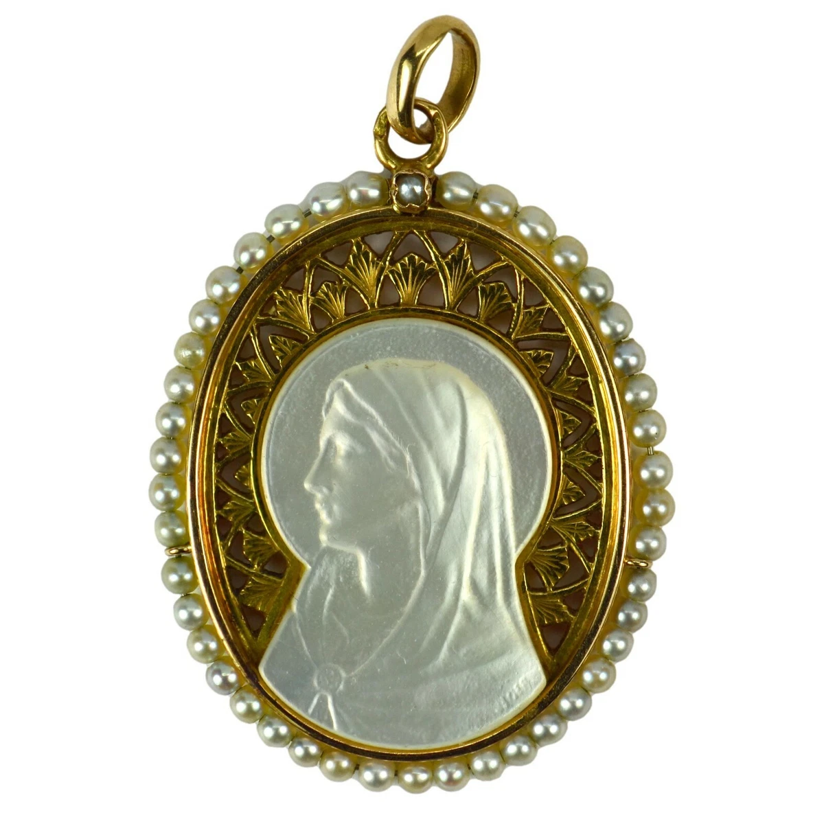 Mother of pearl virgin mary necklace deals